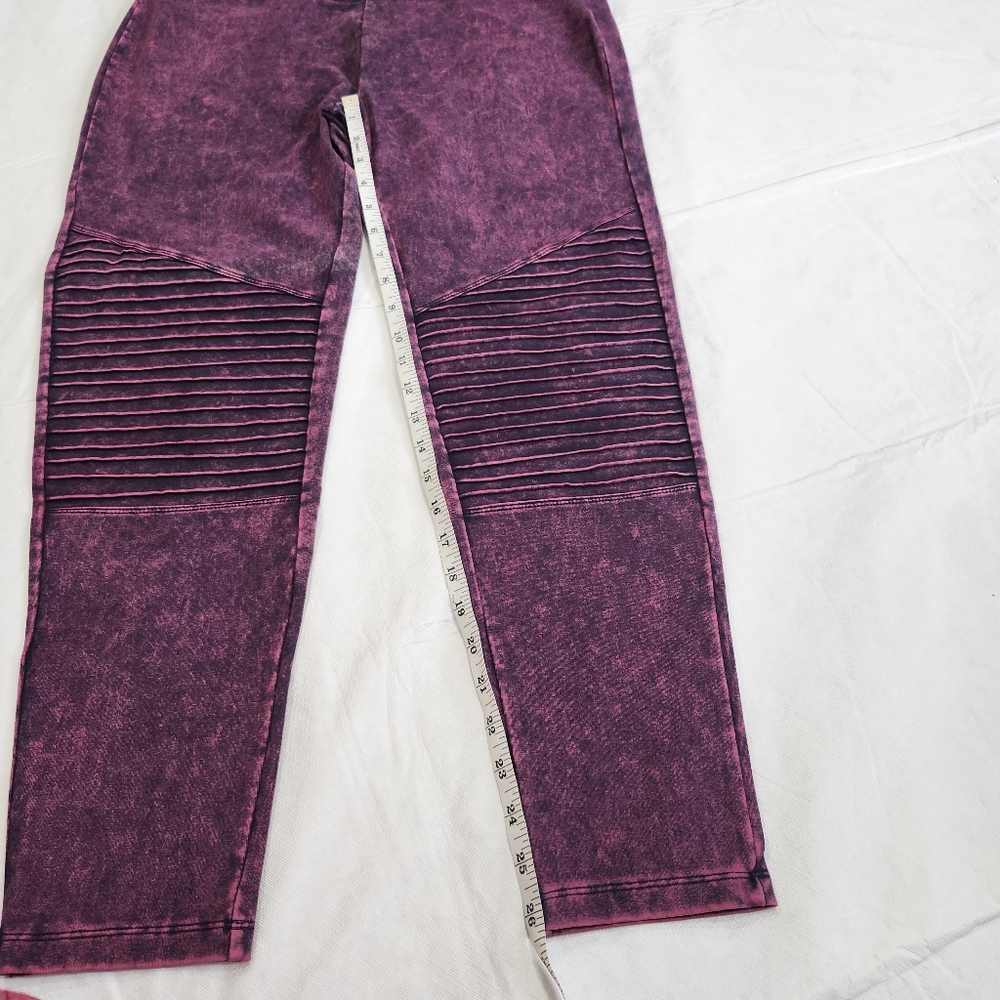 Zenana Material washed wide waistband Moto Leggings - Picture 8 of 11